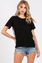 Load image into Gallery viewer, ZT1082 - WOMEN&#39;S SOLID &amp; ANIMAL PRINTED MEDIA TUNIC TOP : Black / S