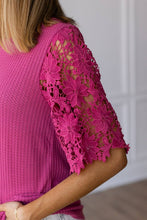 Load image into Gallery viewer, Garden Romance Waffle Knit Top in Pink: Pink / X-Small