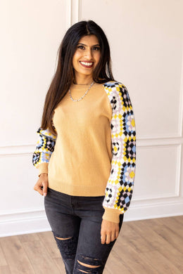 Enchanting Crochet Cozy Sweater: Tan / Small