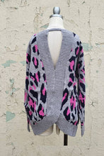 Load image into Gallery viewer, T90472 - WOMEN&#39;S OPEN-BACK LEOPARD PRINT SWEATER: Pink/Grey / L