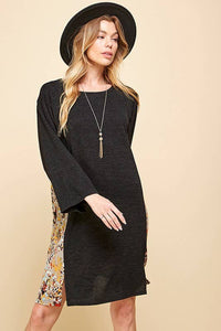 WOMEN MULTI  PAISLEY V NECK LOOSE TUNIC DRESS