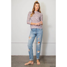 Load image into Gallery viewer, Stylish slim-fitting long sleeve mock neckline tee: MAUVE MIX / M