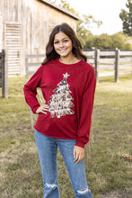 Load image into Gallery viewer, Red Top With Cowhide Tree and Sequin Fringe: Red / X-Small