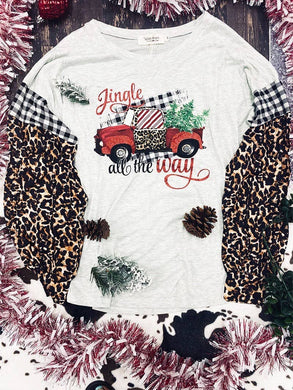 Jingle Festive Truck on Cream with Long Sleeve Leo & Gingham Sleeves: Christmas