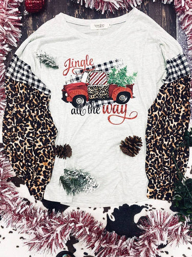 Jingle Festive Truck on Cream with Long Sleeve Leo & Gingham Sleeves: Christmas