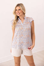 Load image into Gallery viewer, Abstract Blue And Orange Blouse: Blue / S