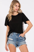 Load image into Gallery viewer, ZT1082 - WOMEN&#39;S SOLID &amp; ANIMAL PRINTED MEDIA TUNIC TOP : Black / L