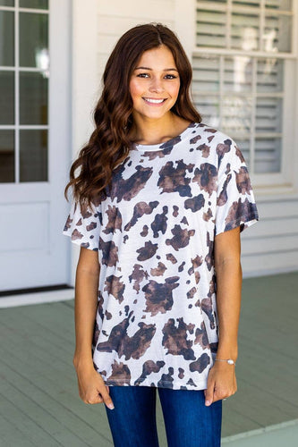 Mooving On Short Sleeves T-Shirt, Cow Print: Cowprint / Large