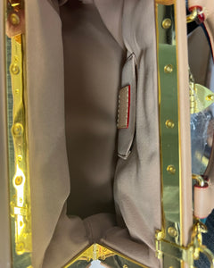 Fashion Leather trim coated canvas handbag shoulder bag crossbody