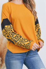 Load image into Gallery viewer, AZTEC PRINT COLOR BLOCK HACCI TOP: Mustard