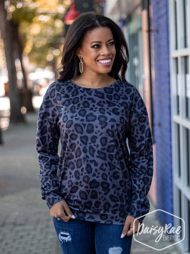 Storm Trooper Leopard Crew Neck Long Sleeves, Dark Grey: Leopard / 2XL