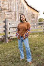 Load image into Gallery viewer, Terracotta Horizon Aztec Sleeve Sweater: Tan / X-Small
