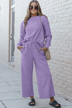 Load image into Gallery viewer, Women&#39;s Full Size Textured Long Sleeve Top and Drawstring Pants Set