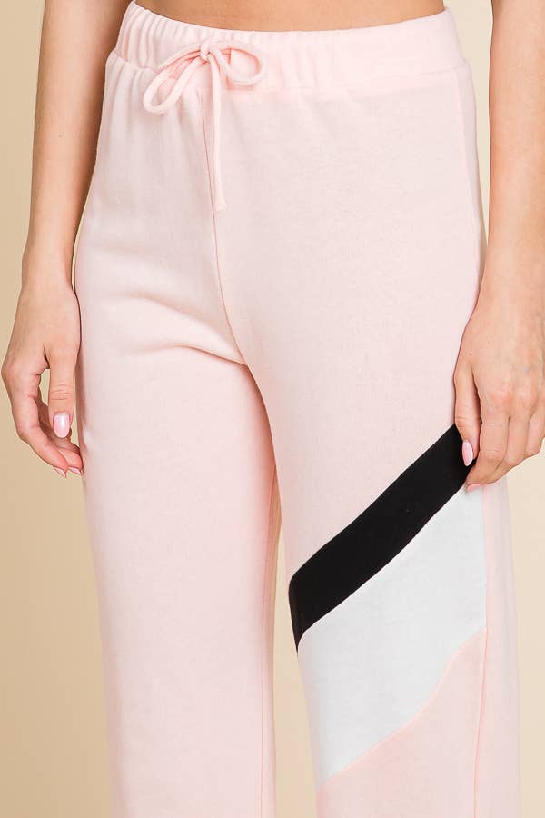 Color Block Strip Sweat Pants: ANGEL PINK COMBO