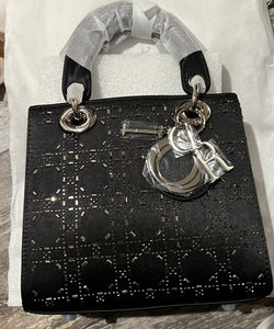 Fashion Metallic Black tone crinkled Handbag crossbody bag