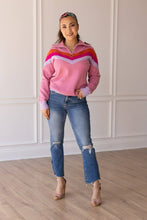 Load image into Gallery viewer, Vintage Vibes Pink Quarter Zip Sweater: Pink / X-Small