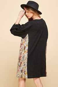 WOMEN MULTI  PAISLEY V NECK LOOSE TUNIC DRESS
