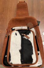 Load image into Gallery viewer, Myra Bag Mountain Bend Hair-on Hide Bucket Sling Bag Leather belt bag crossbody