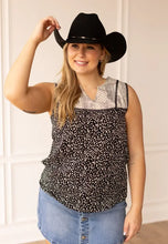 Load image into Gallery viewer, Black and White Leopard Paisley Tank: Black