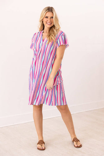 The Nicole Dress, Abstract Stripe: Multi / XL