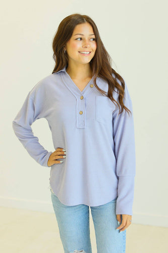 Purple Waffle Knit Top: Purple / 2XL