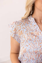 Load image into Gallery viewer, Abstract Blue And Orange Blouse: Blue / S
