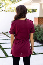 Load image into Gallery viewer, Go, Fight, Win! Polka Dot Trim Tee, Maroon: Maroon / Large