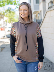The Chill Ones Pullover Hoodie with Drop Sleeve, Brown: Leopard / Small
