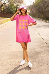 Shine On Girl on Pink T-Shirt Dress: Pink / One Size