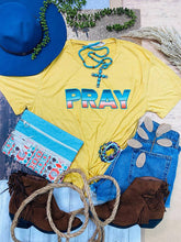 Load image into Gallery viewer, Stitched Serape Pray on Mustard Cuff Tee: Yellow / Small