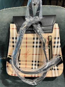 Backpack Plaid Black Handbag