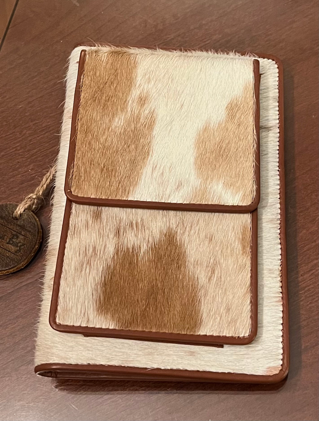 Myra Bag Furry chestnut Travel Holder phone , cards brown animal print