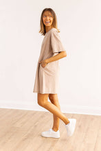 Load image into Gallery viewer, The Kiki Beige Wash Tee Shirt Dress With Pockets: Beige Wash / 2XL/3XL