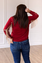 Load image into Gallery viewer, Red Top With Cowhide Tree and Sequin Fringe: Red / X-Small