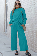 Load image into Gallery viewer, Women&#39;s Full Size Textured Long Sleeve Top and Drawstring Pants Set