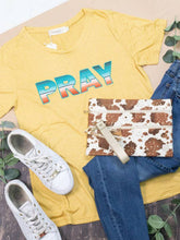 Load image into Gallery viewer, Stitched Serape Pray on Mustard Cuff Tee: Yellow / Small