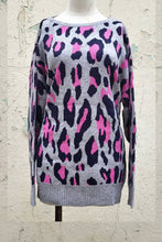 Load image into Gallery viewer, T90472 - WOMEN&#39;S OPEN-BACK LEOPARD PRINT SWEATER: Pink/Grey / S