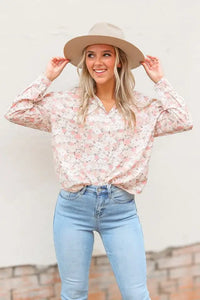 The Kathryn Button Down Floral Top: Floral