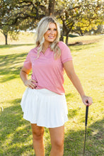 Load image into Gallery viewer, Rib Knit Polo Top, Blush Pink: Pink / L