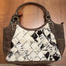 Load image into Gallery viewer, Myra Bag Pecos Hand Weave Pattern Leather &amp; Hairon Bag Shoulder bag Handbag