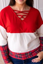 Load image into Gallery viewer, Chic Yuletide Color Block Top: Red / Small