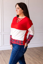Load image into Gallery viewer, Chic Yuletide Color Block Top: Red / Small