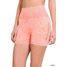 Load image into Gallery viewer, STONE WASHED SEAMLESS HIGH WAISTED SHORTS: B VIOLET / L/XL