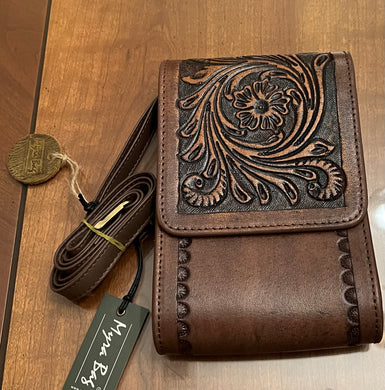 Myra Bag Royal wave Wallet crossbody tooled Leather