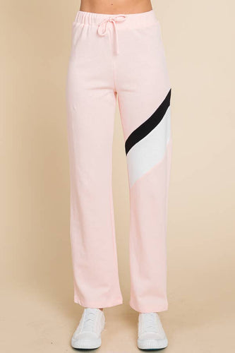 Color Block Strip Sweat Pants: ANGEL PINK COMBO