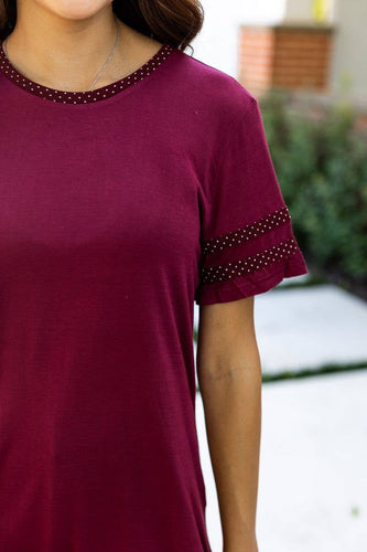 Go, Fight, Win! Polka Dot Trim Tee, Maroon: Maroon / Large