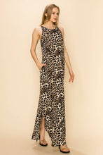 Load image into Gallery viewer, PLUS LEOPARD SLEEVELESS MAXI SLIT DRESS: BROWN COMBO