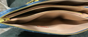 Fashion blue Denim leather Trim bag handbag crossbody shoulder bag handbag purse