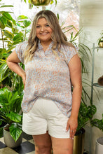 Load image into Gallery viewer, Abstract Blue And Orange Blouse: Blue / S