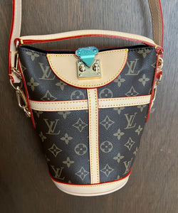 Fashion Leather trim Crossbody shoulder bag handbag